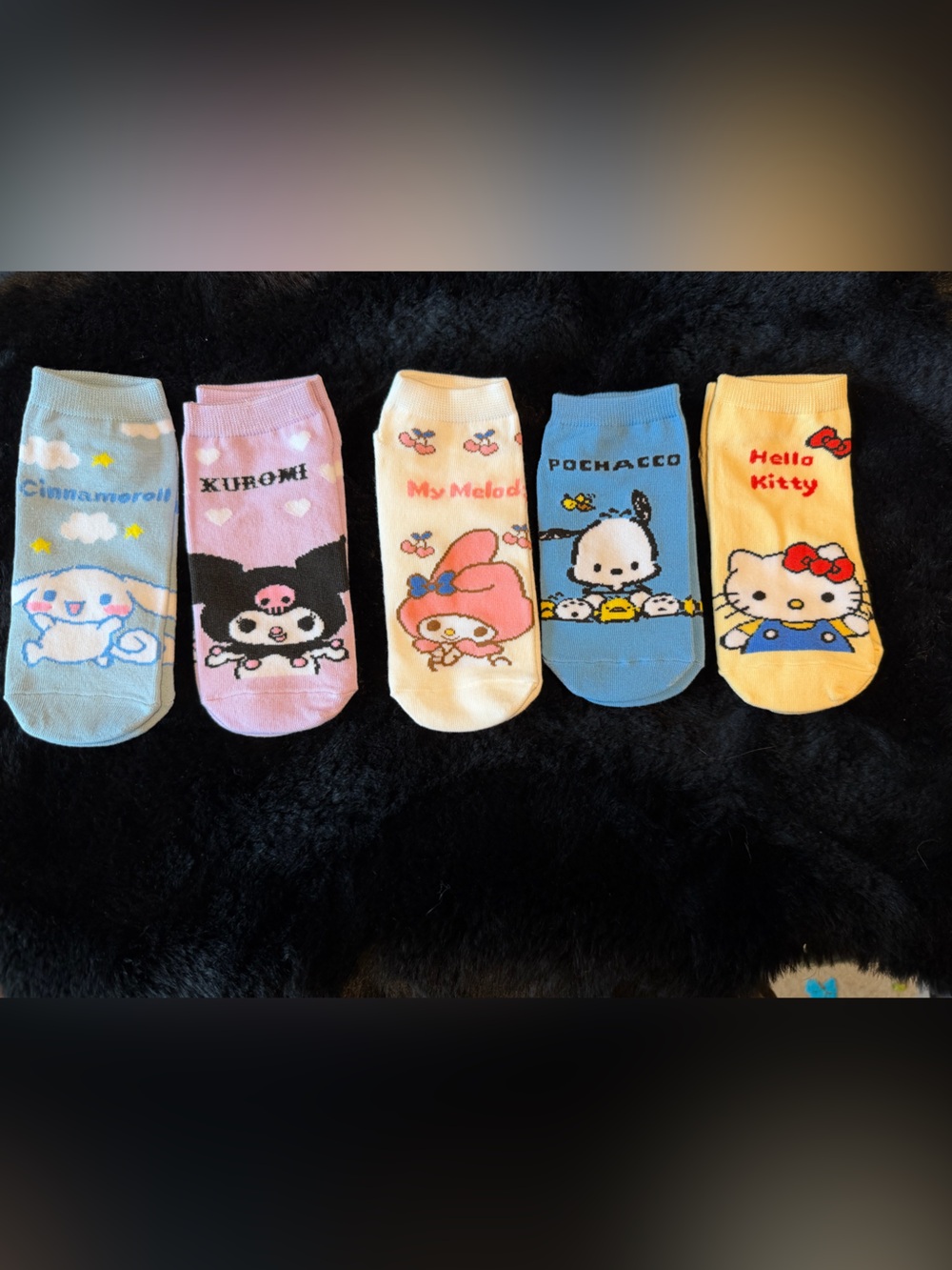 Sanrio Character Ankle Socks Set - Blue, Pink, Cream, Yellow